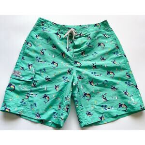 Men's Polo Ralph Lauren Teal Sword Fish Swim Trunks Size Medium